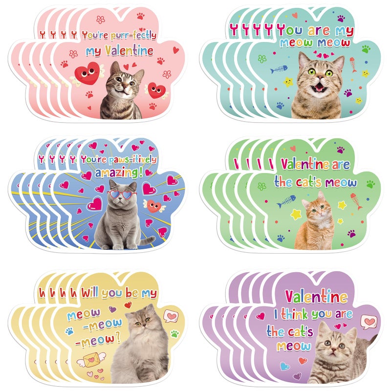 HEYINSHEN 30 Pack Valentine's Day Cards for Kids Classroom Valentine's Day Cards for School Valentine's Day Cards with Envelopes Cat Valentines Day Cards Valentine Gifts for Boys Girls - Image 1