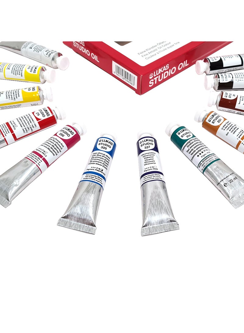 LUKAS Studio, Oil Paint, Wooden Box, 0.67oz - 20ml, 12 Assorted Colors - Image 1