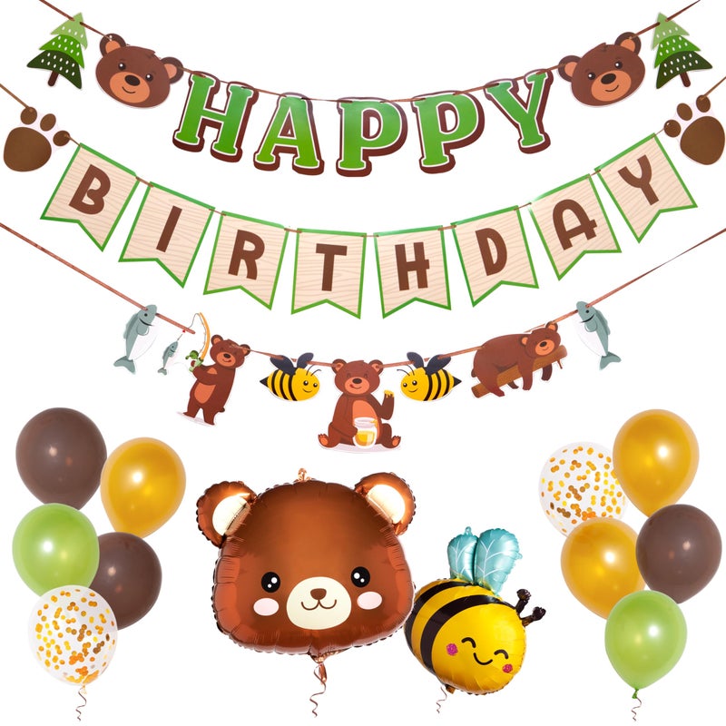 Pirese Teddy Bear Birthday Decorations Beary First Party Supplies for Boys or Girls Cute Garland and Bear Theme Decor for 1st Birthday Baby Shower and Kids Party with Balloons - Image 2