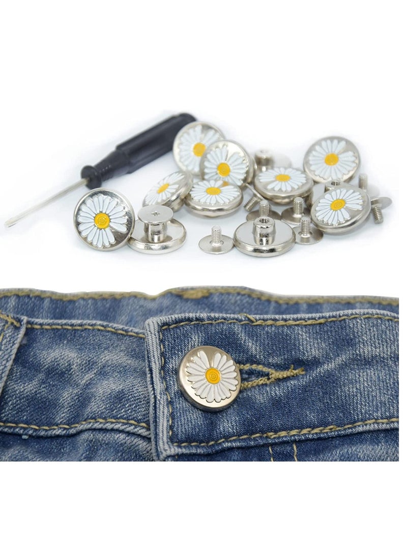 Excefore - 30Sets Replacement Jean Button No Sew Screw Buttons, 20mm Removable Adjustable Metal Button Repair Sewing Kit with Screwdrivers - Image 1
