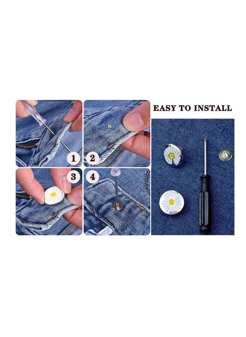 Excefore - 30Sets Replacement Jean Button No Sew Screw Buttons, 20mm Removable Adjustable Metal Button Repair Sewing Kit with Screwdrivers - Image 1