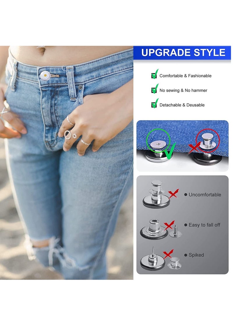Excefore - 30Sets Replacement Jean Button No Sew Screw Buttons, 20mm Removable Adjustable Metal Button Repair Sewing Kit with Screwdrivers - Image 1