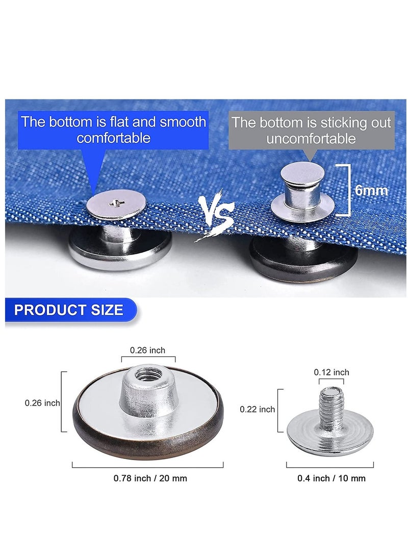 Excefore - 30Sets Replacement Jean Button No Sew Screw Buttons, 20mm Removable Adjustable Metal Button Repair Sewing Kit with Screwdrivers - Image 1