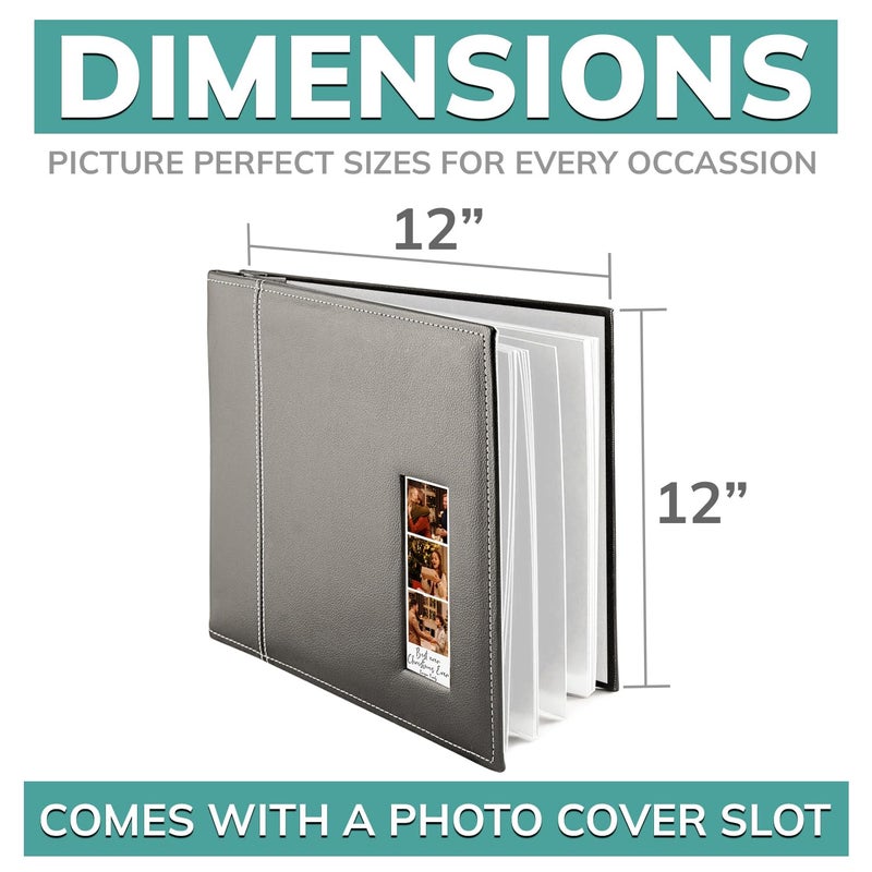 pbf PHOTO BOOTH FRAMES pbf Scrapbook Photo Album 12x12, Guest Book with Photo Insert, Scrapbook Album for Pictures, Memory Book, Wedding 2x6 printed pages photobooth - Image 2