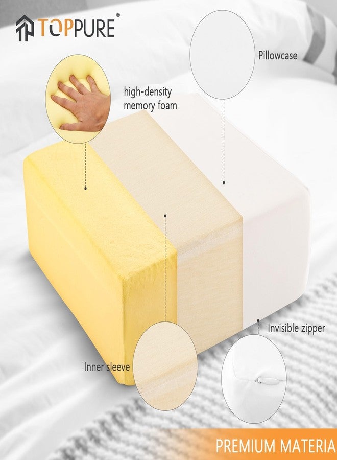 TOPPURE Cube Memory Foam Pillow (14"x14"x5“ Large Cube), Side Sleeper Pillows, Cervical Neck Pillow for Travel, Soft but Spportive Bed Pillow for Neck and Shouder Pain Relief, White - Image 3