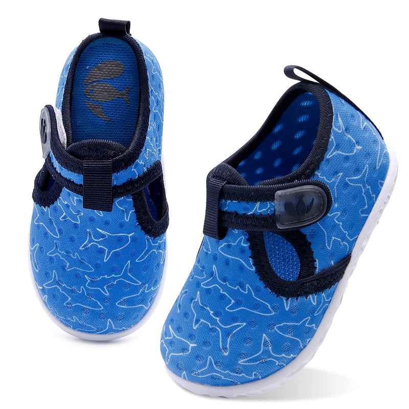 JOINFREE Toddler Water Shoes Baby Walking Sneakers Soft Kids Shoe Swim Aqua Sandals for Boys Girls Blue Shark 12-18 Months Infant - Image 5