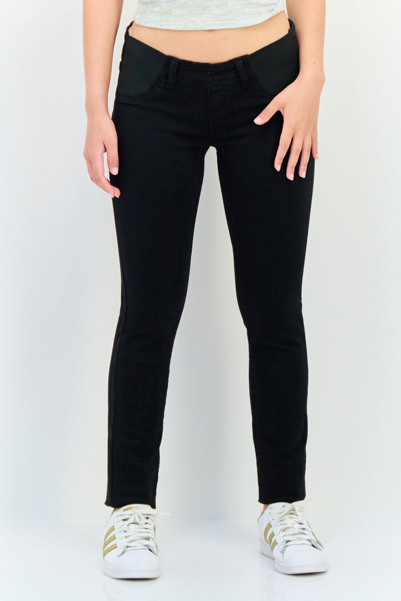 Mamalicious Women Regular Fit Solid Stretchable Denim Jeans, Black - Image 1