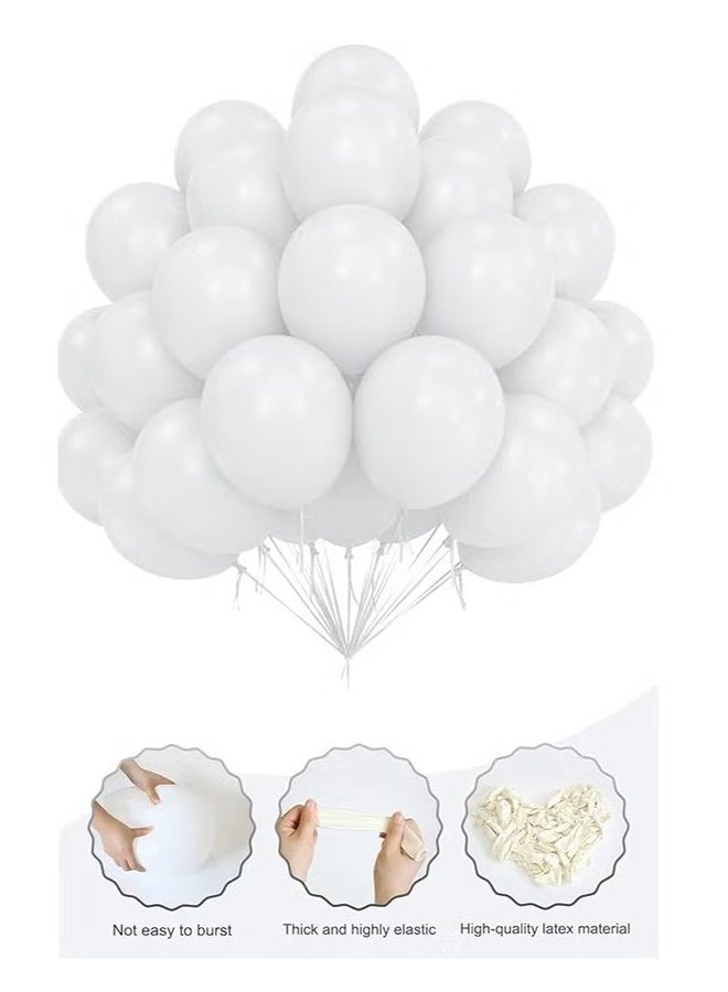 واي جيه حزمة من 50 منطاد مطاطي مزخرف للحفلات 12 بوصة، بيضاء - Image 3