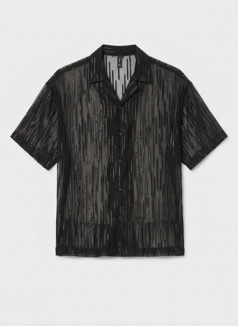 FOREVER 21 FOREVER21 Men Textured Sheer Sequin Shirt - Image 1