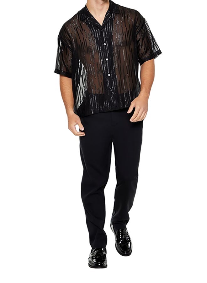 FOREVER 21 FOREVER21 Men Textured Sheer Sequin Shirt - Image 2