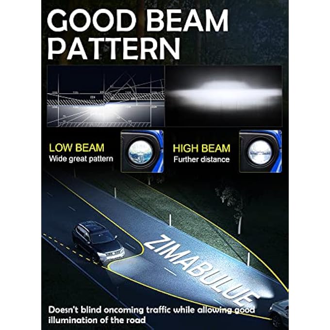 ZIMABLUE 7 Inch Led Headlight 2Pcs Cool White High Low Beam Plug And Play 7 Round Headlights H6024 Led Headlight Dot Approved Compatible With Jeep Wrangler Jk Tj Cj Truck Suv Etc Reflector 2Pcs - Image 5