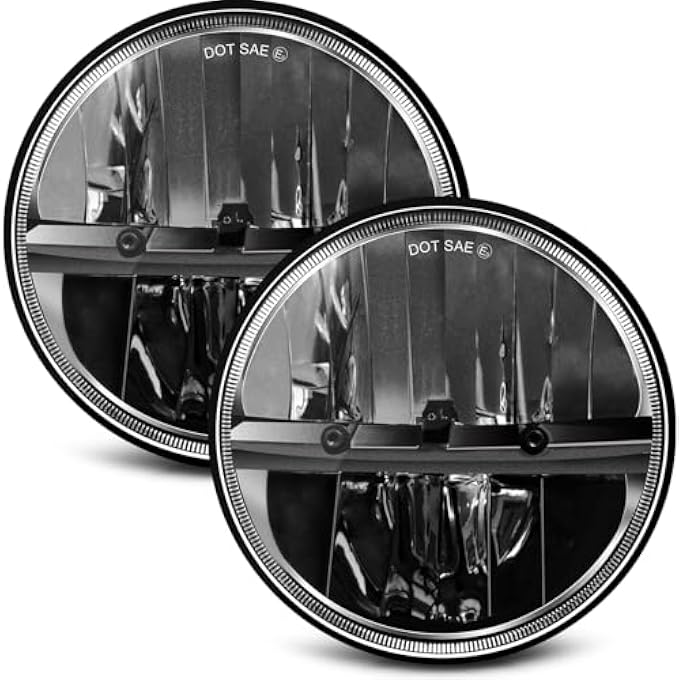 ZIMABLUE 7 Inch Led Headlight 2Pcs Cool White High Low Beam Plug And Play 7 Round Headlights H6024 Led Headlight Dot Approved Compatible With Jeep Wrangler Jk Tj Cj Truck Suv Etc Reflector 2Pcs - Image 1