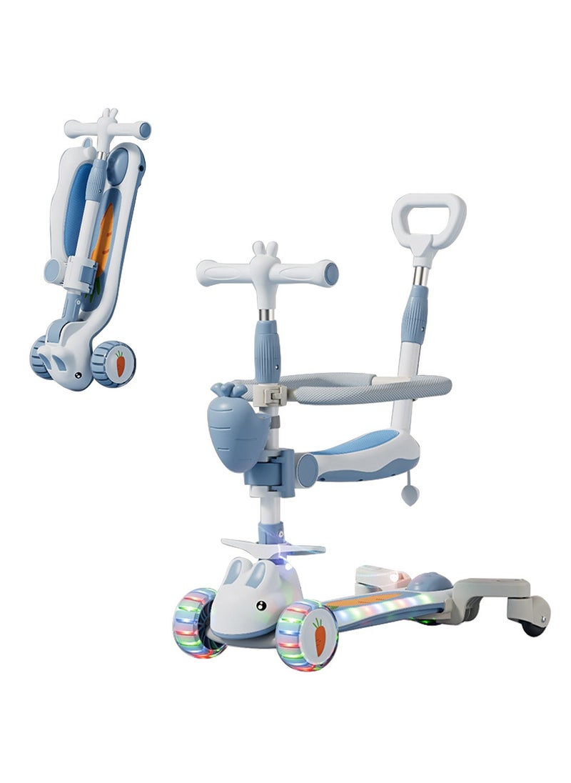 MaBaby 6-in-1 children's scooter with auxiliary wheels Three light-emitting wheels Suitable for 1-12 years old Baby with enclosure and storage basket  - Image 1