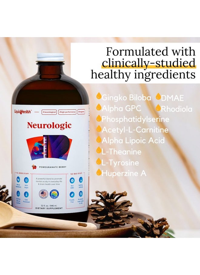 LIQUIDHEALTH 32 Oz Liquid Neurologic Focus Supplement Nootropic For Cognitive Function Brain Supplement For Memory & Focus Brain Booster Ginkgo Biloba Choline Ltheanine & Phosphatidylserine  - Image 3
