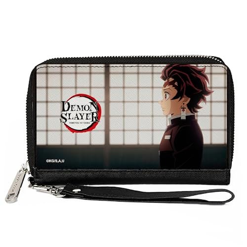 Buckle Down BuckleDown Aniplex Wallet Zip Around Demon Slayer Tanjiro Kamado Profile Pose and Title Logo Vegan Leather - Image 1