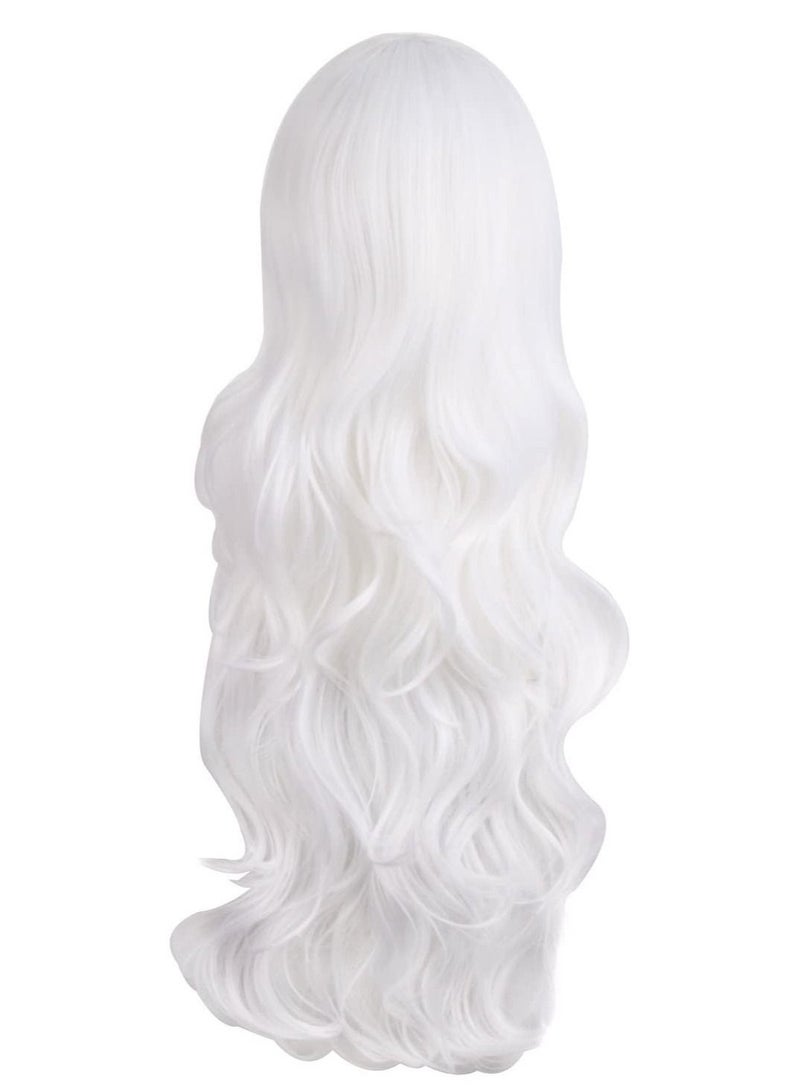 Estelle Charming Women Long Curly Full Hair Wig White - Image 4