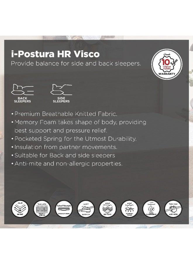 Home Box iPostura Queen High Resilience Visco Memory Foam Pocket Spring Mattress 200 x 26 x 160 cm  - Image 1