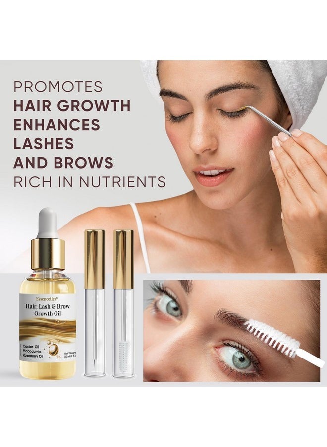 Essencetics Essencetics® Natural Hair Growth Oil (2oz) - Anti-Breakage Formula - Pure Eyebrow & Eyelash Growth Serum - Brow, Lash & Scalp Oil Hair Growth Treatment with Castor, Rosemary & Macadamia Oils  - Image 3