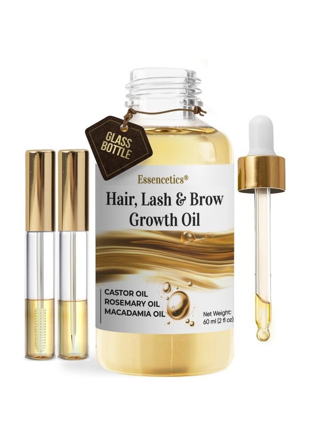 Essencetics Essencetics® Natural Hair Growth Oil (2oz) - Anti-Breakage Formula - Pure Eyebrow & Eyelash Growth Serum - Brow, Lash & Scalp Oil Hair Growth Treatment with Castor, Rosemary & Macadamia Oils  - Image 1