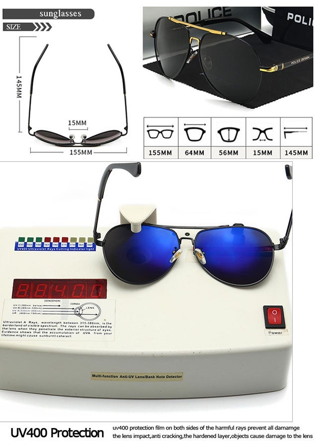 POLICE New Fashion Men's Polarized Sunglasses for Cycling with UV400 Rays Protection, Metal High-end Sport Sunglasses for Men, Silver Frame Black Lenses - Image 2