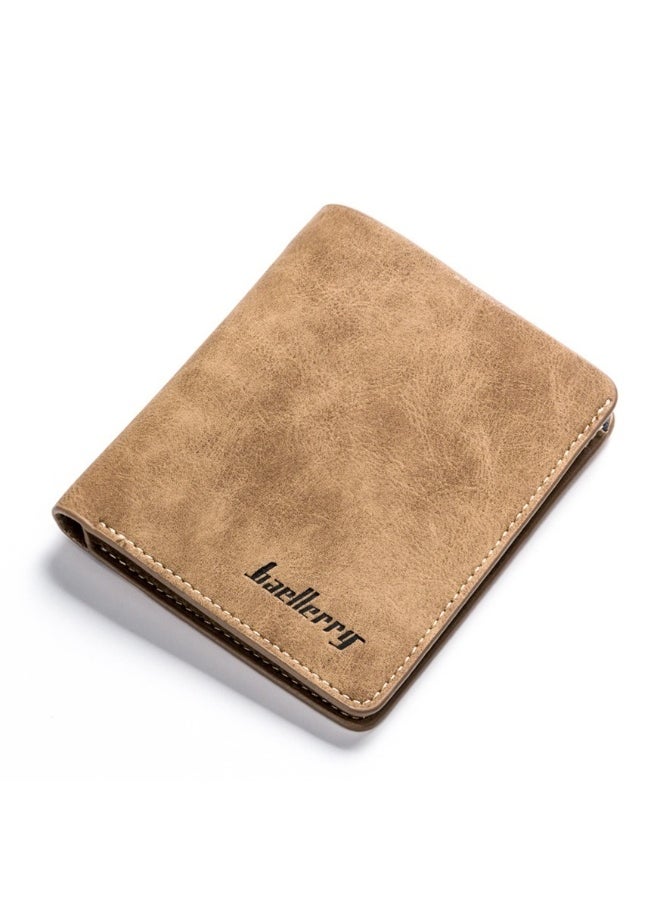 baellerry Men's Short Vintage Premium Matte Money Clip Two-fold Wallet Card Bag  - Image 1