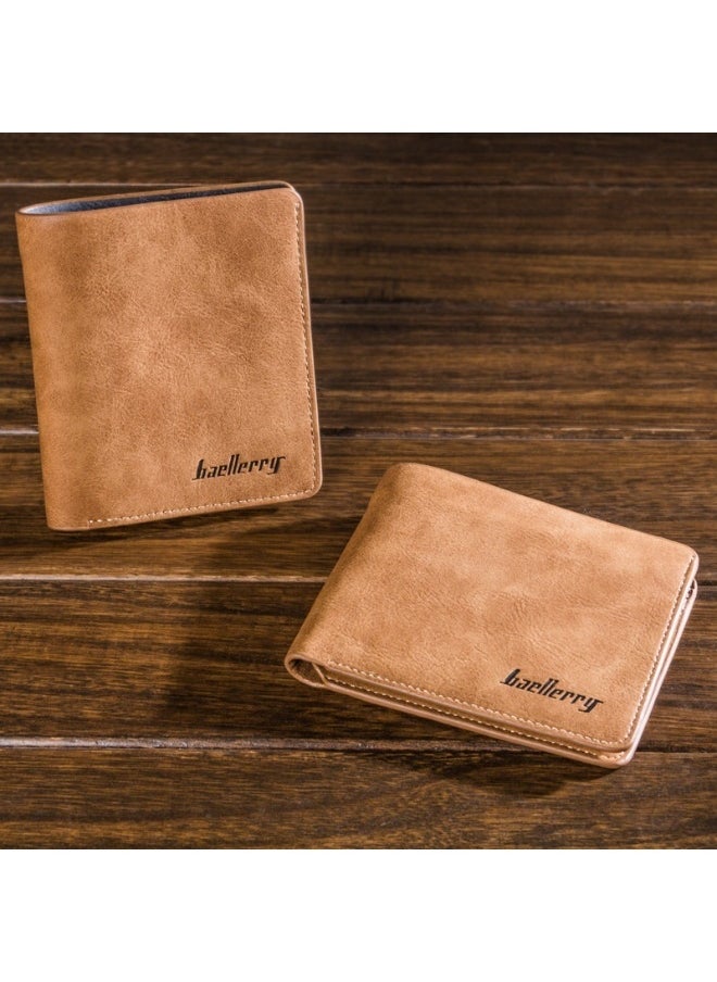 baellerry Men's Short Vintage Premium Matte Money Clip Two-fold Wallet Card Bag  - Image 2