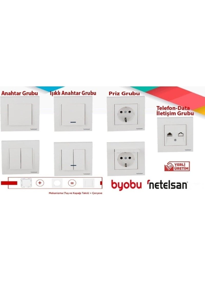 Netelsan Byobu Binary Switch - Commutator 1 Quality White Color (Including Frame) 10 Pieces  - Image 1