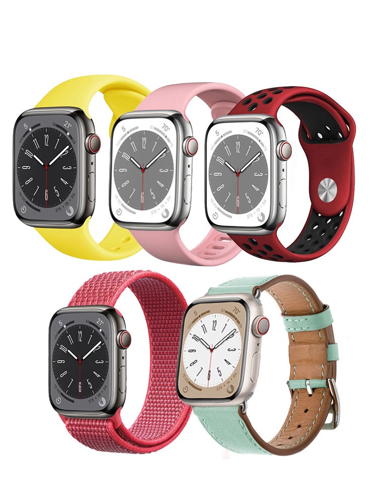 Perfii 5pcs Watch Bands Replacement for Apple Watch Strap Compatible with Apple Watch 49/46/45/44/42mm Series 10/9/8/7/6/5/4/SE/Ultra  - Image 1