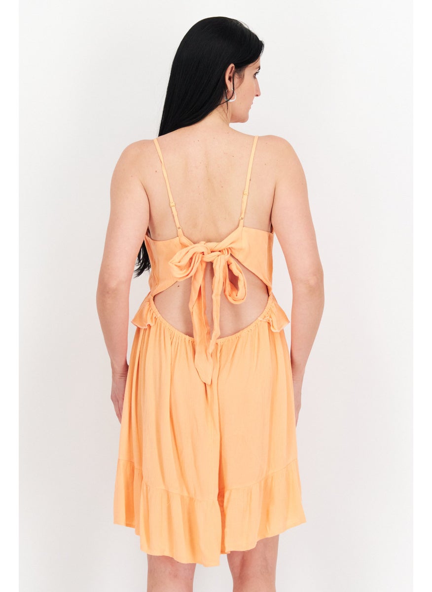 RIVER ISLAND Women Frill Mini Dress, Pastel Orange  - Image 3