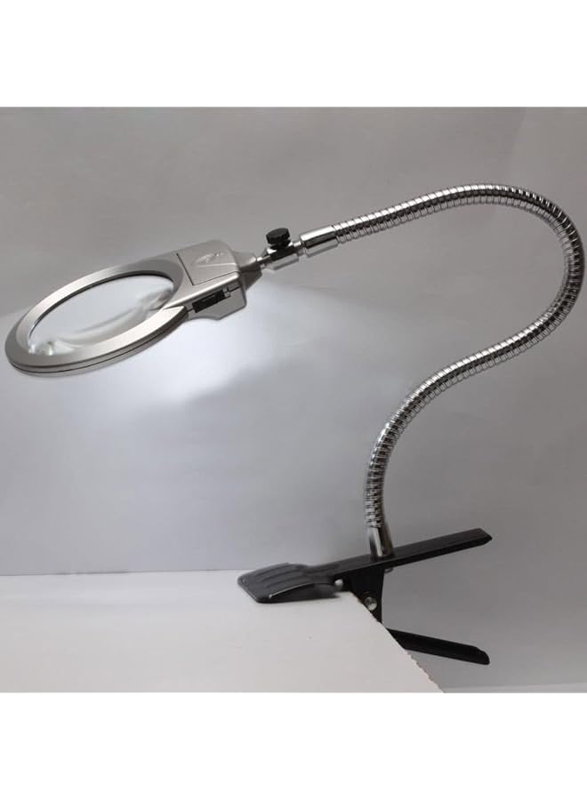erorex Clip On Table Top Desk Led Lamp Reading 2.5X 5X Magnifier Large Lens Magnifying Glass With Clamp - Image 2