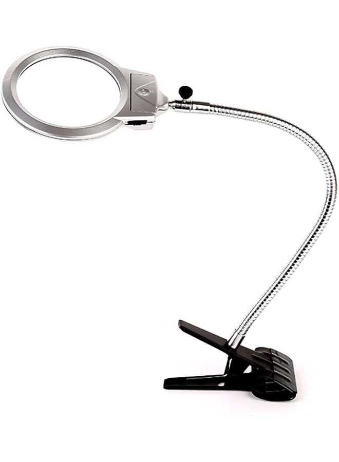 erorex Clip On Table Top Desk Led Lamp Reading 2.5X 5X Magnifier Large Lens Magnifying Glass With Clamp - Image 1