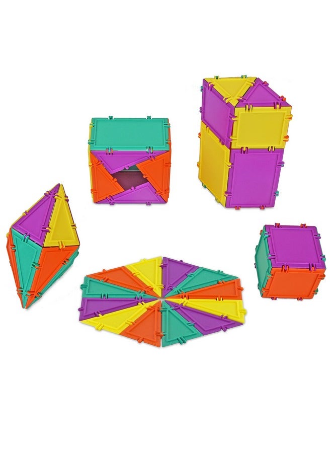 Geometiles Geometiles 3D Building Set for Learning Math, Includes Many Online Activities,32-pc, Made in USA (Triangle/Rectangle/Square)  - Image 1