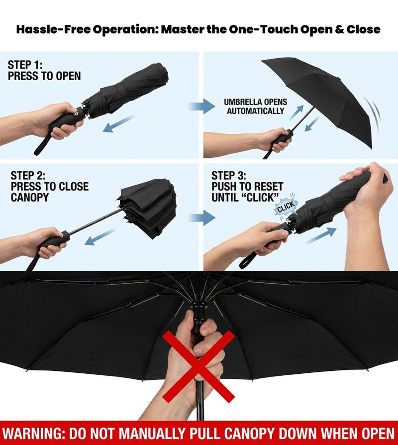 SIEPASA Compact Travel Umbrella - Windproof Auto Open/Close, Lightweight Folding Umbrella wIth Fiberglass Frame & Waterproof Canopy. Fits Backpack/Purse. (Nebulas) - Image 5