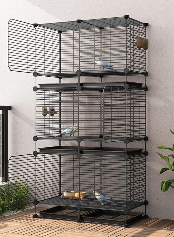 Generic Indoor Cat Cage Bird Flight Cages Poultry Cage Cat Crate Kennels Large 3-Tier for Pet Puppies Rabbit Hedgehog Chickens Ducks Bird Geese with Removable Tray  - Image 1