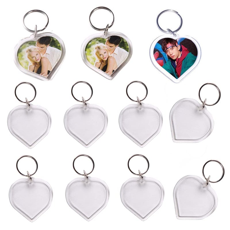 Natuworld 25Pcs Clear Acrylic Keychain Blanks Heart Shape Picture Frame Keyring Insert DIY Photo Picture Frame Key Chains Key Holder Great for DIY Gift - Image 1
