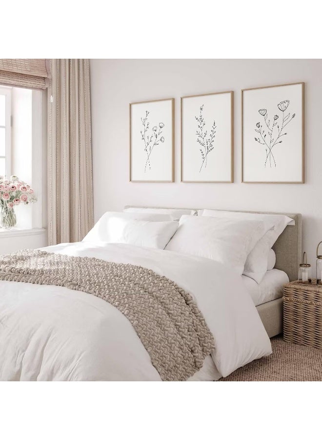 Baccone Flower Line Wall Art Set of 3 Botanical Canvas Wall Decor - Image 5