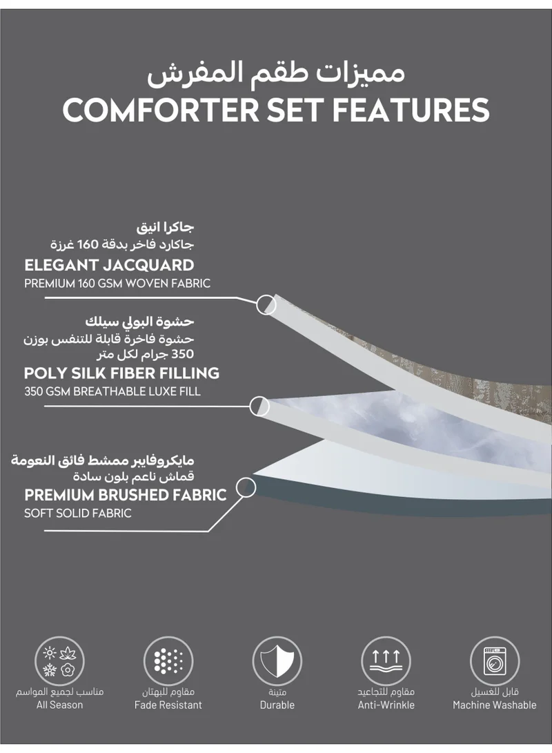 Donetella Luxury 8-Piece Comforter Set – King Size, Poly Jacquard Fabric, Soft 350 GSM Fill – Includes Comforter, Fitted Sheet, Pillowcases, Pillow Shams &amp; Decorative Filled Cushions