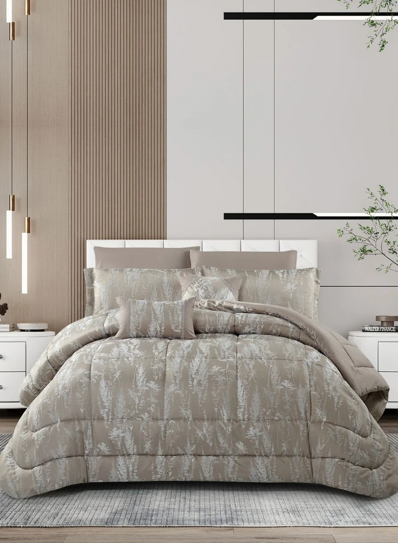 Donetella Luxury 8-Piece Comforter Set – King Size, Poly Jacquard Fabric, Soft 350 GSM Fill – Includes Comforter, Fitted Sheet, Pillowcases, Pillow Shams &amp; Decorative Filled Cushions