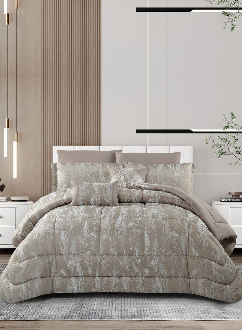 Donetella Luxury 8-Piece Comforter Set – King Size, Poly Jacquard Fabric, Soft 350 GSM Fill – Includes Comforter, Fitted Sheet, Pillowcases, Pillow Shams & Decorative Filled Cushions  - Image 1