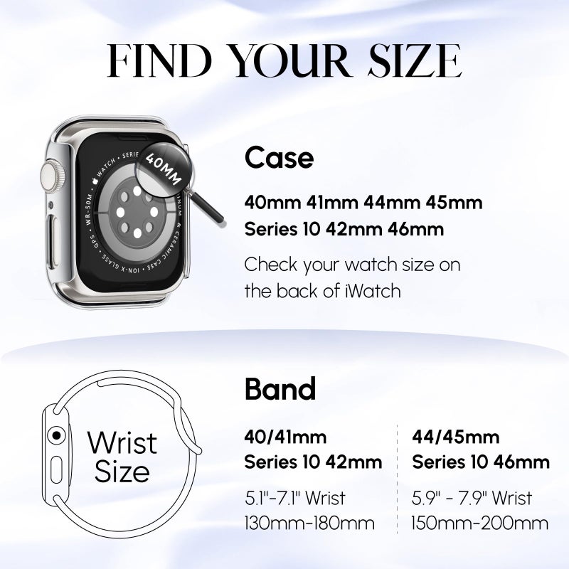Knossen Braided Stretchy Band Compatible for Apple Watch Bands for Women and Case 40mm 41mm 42mm 44mm 45mm 46mm, Solace Solo Loop Bling Diamond Screen Protector Cover for iWatch Series 11 10 9 8 7 SE 6 5 4 - Image 5