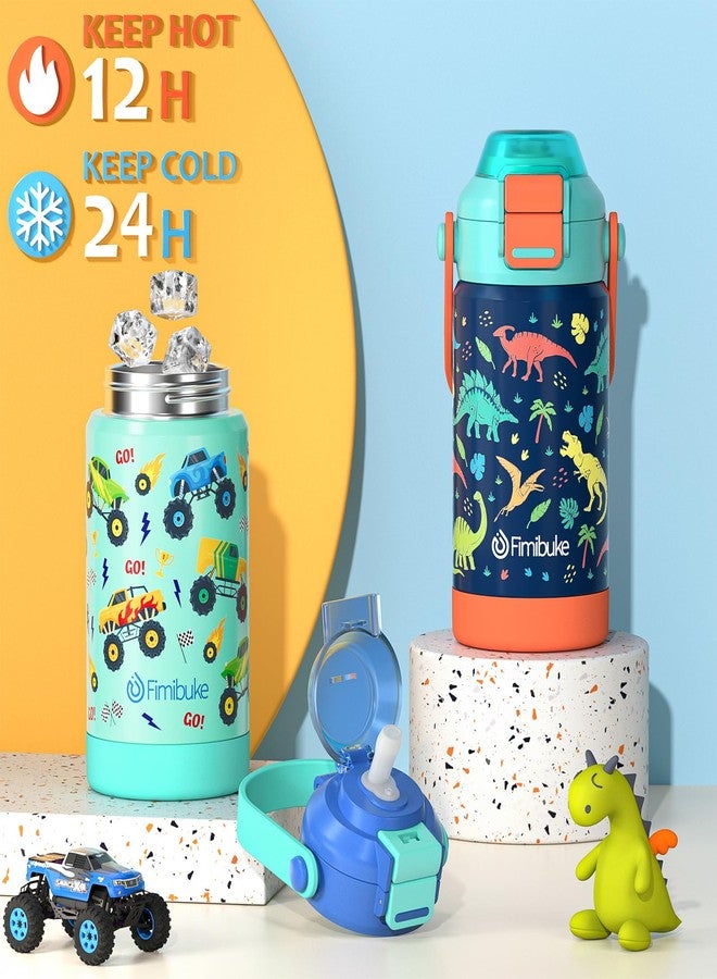 Fimibuke Kids Insulated Water Bottle with Pop-Open Straw & Spout 2-in-1 Lid, 14oz Leak Proof 18/8 Stainless Steel Vacuum Tumbler, BPA-Free Kids Cup For Travel School Girls Boys Toddler 2 Packs - Image 4