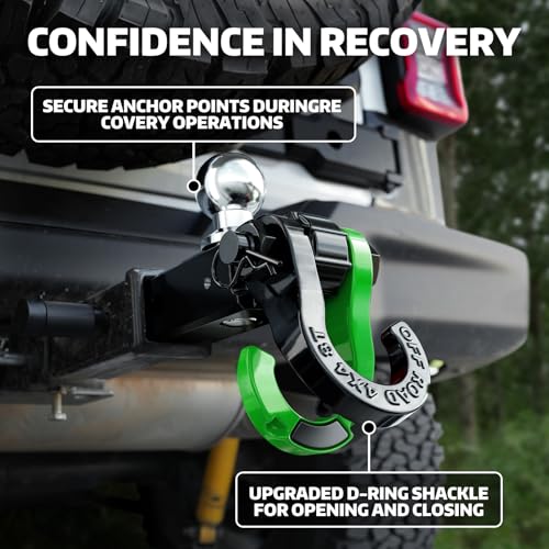 AUTOBOTS Trailer Hitch Ball Mount with 3/4" Recovery Shackle & Locking Hitch Pin & 2" Tow Hitch Ball，Fits 2 inch Hitch Receiver Green - Image 2