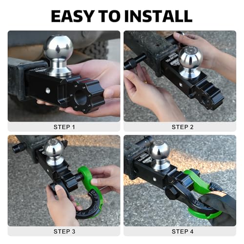 AUTOBOTS Trailer Hitch Ball Mount with 3/4" Recovery Shackle & Locking Hitch Pin & 2" Tow Hitch Ball，Fits 2 inch Hitch Receiver Green - Image 5