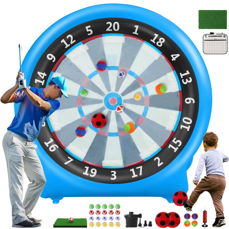 KIKILIVE 6FT Inflatable Dartboard, Giant Kick Darts Soccer Darts Golf & Throw Dart with Air Pump, Giant Outdoor Games, Blow up Soccer Dart for Yard Party Large Dartboard for Kids & Adults 20+Games - Image 1