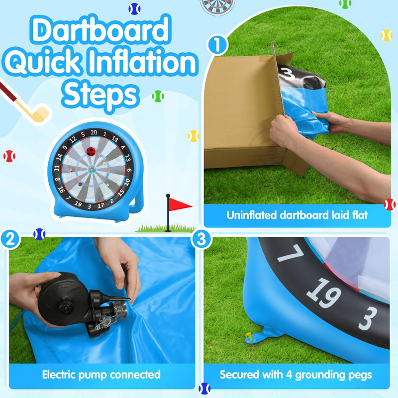 KIKILIVE 6FT Inflatable Dartboard, Giant Kick Darts Soccer Darts Golf & Throw Dart with Air Pump, Giant Outdoor Games, Blow up Soccer Dart for Yard Party Large Dartboard for Kids & Adults 20+Games - Image 4