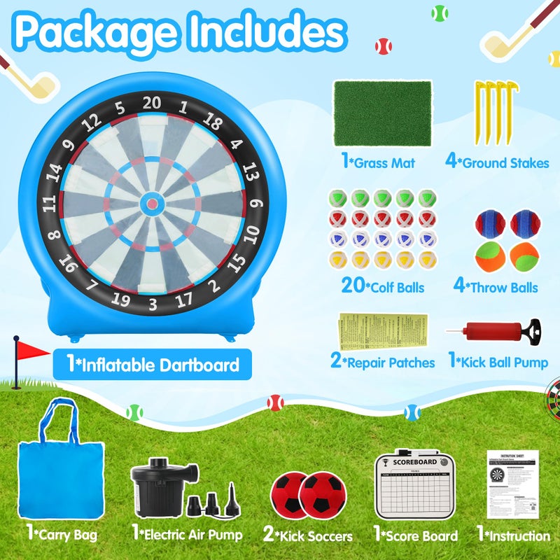 KIKILIVE 6FT Inflatable Dartboard, Giant Kick Darts Soccer Darts Golf & Throw Dart with Air Pump, Giant Outdoor Games, Blow up Soccer Dart for Yard Party Large Dartboard for Kids & Adults 20+Games - Image 2