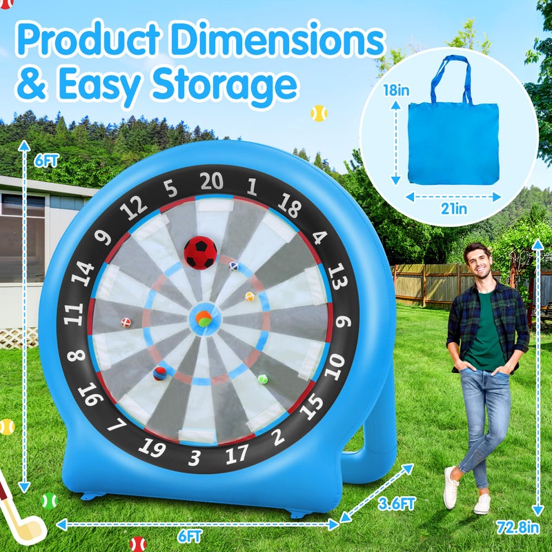 KIKILIVE 6FT Inflatable Dartboard, Giant Kick Darts Soccer Darts Golf & Throw Dart with Air Pump, Giant Outdoor Games, Blow up Soccer Dart for Yard Party Large Dartboard for Kids & Adults 20+Games - Image 5