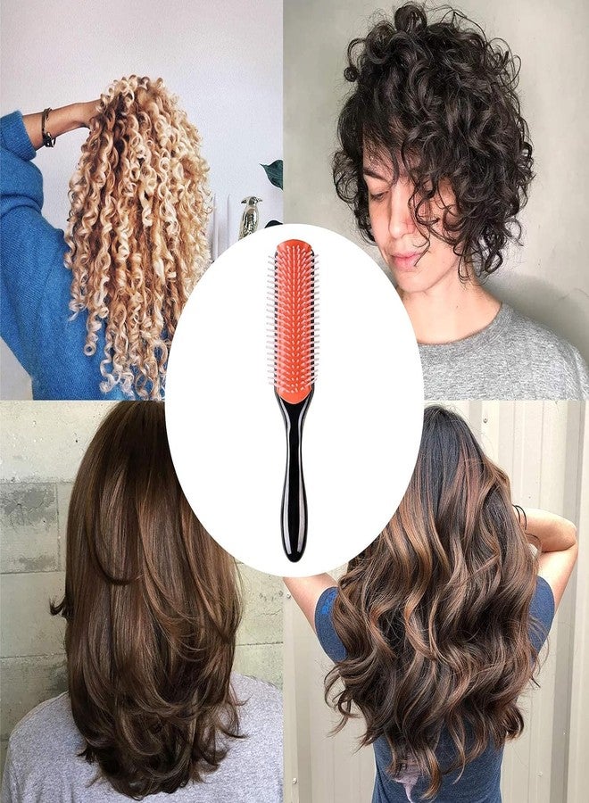CORSULA Hair Brush for Women Men Curly Wet or Dry Hair Classic Detangling Brushes 9 Row for Natural Thick Hair, Blow Styling Separating, Shaping Defining Curls Tools Travel Bristle Black Hairbrush - Image 2