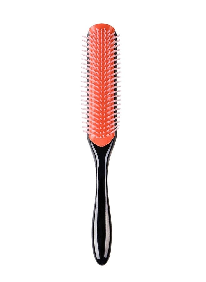 CORSULA Hair Brush for Women Men Curly Wet or Dry Hair Classic Detangling Brushes 9 Row for Natural Thick Hair, Blow Styling Separating, Shaping Defining Curls Tools Travel Bristle Black Hairbrush - Image 1