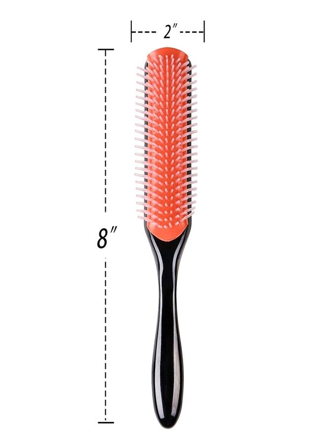 CORSULA Hair Brush for Women Men Curly Wet or Dry Hair Classic Detangling Brushes 9 Row for Natural Thick Hair, Blow Styling Separating, Shaping Defining Curls Tools Travel Bristle Black Hairbrush - Image 3
